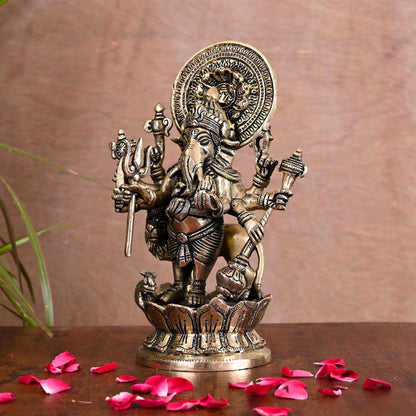 Brass Shubha Drishti Ganesha Idol (9 Inch)