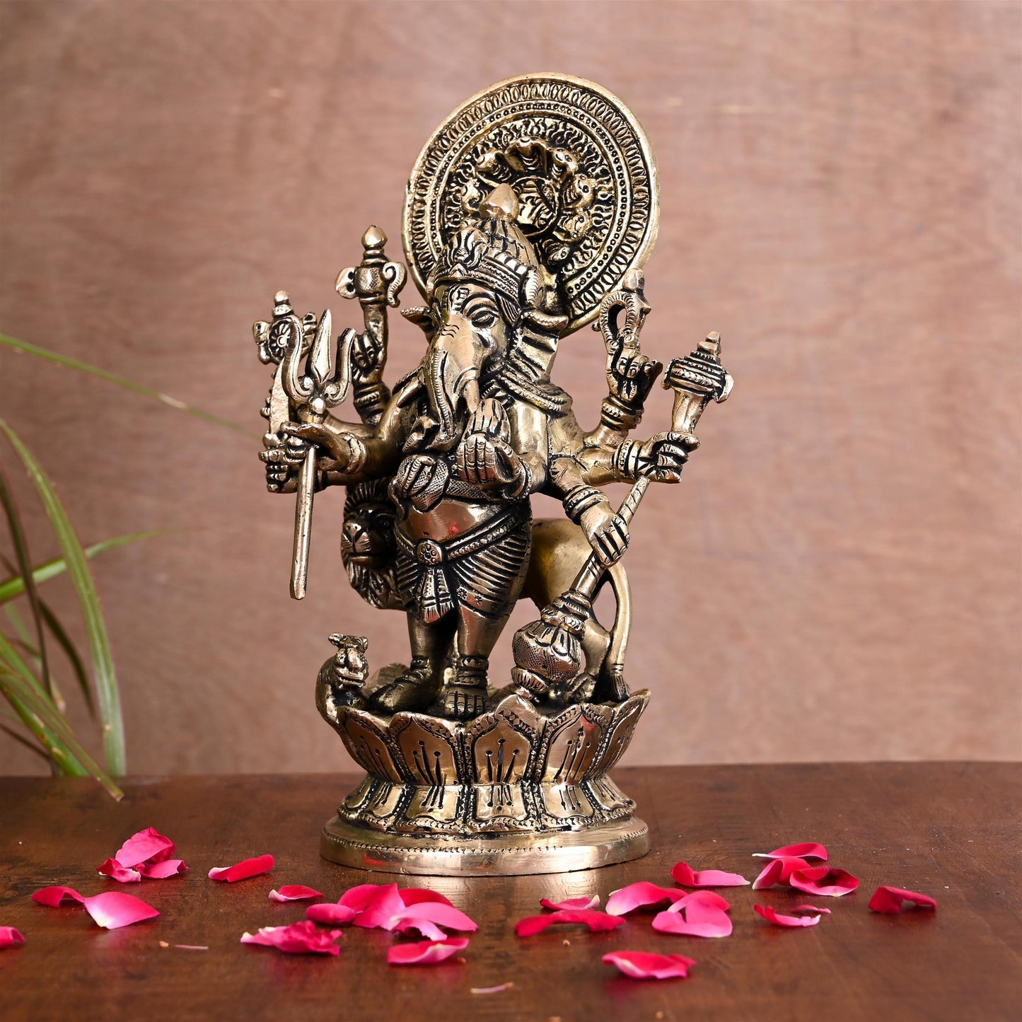 Brass Shubha Drishti Ganesha Idol (9 Inch)