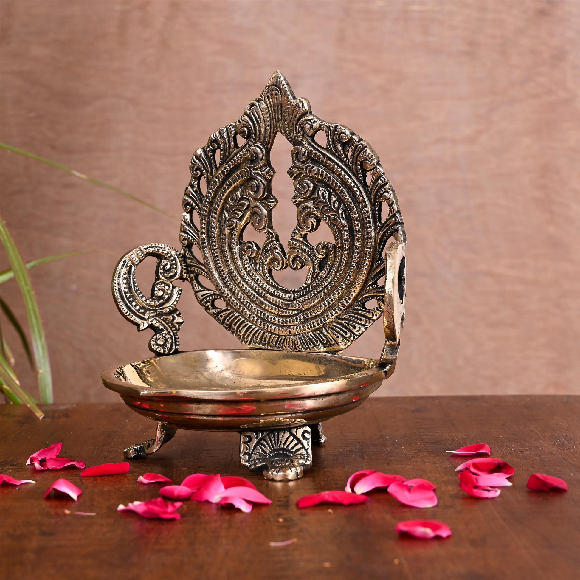 Brass Ethnic Hand carved Diya (7 Inch)