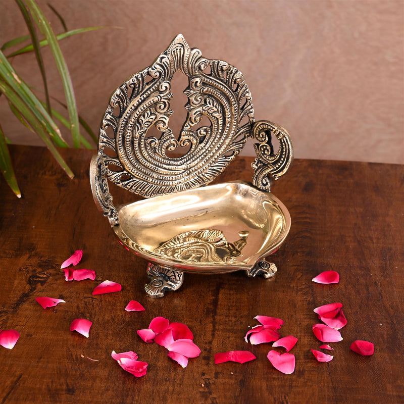 Brass Ethnic Hand carved Diya (7 Inch)