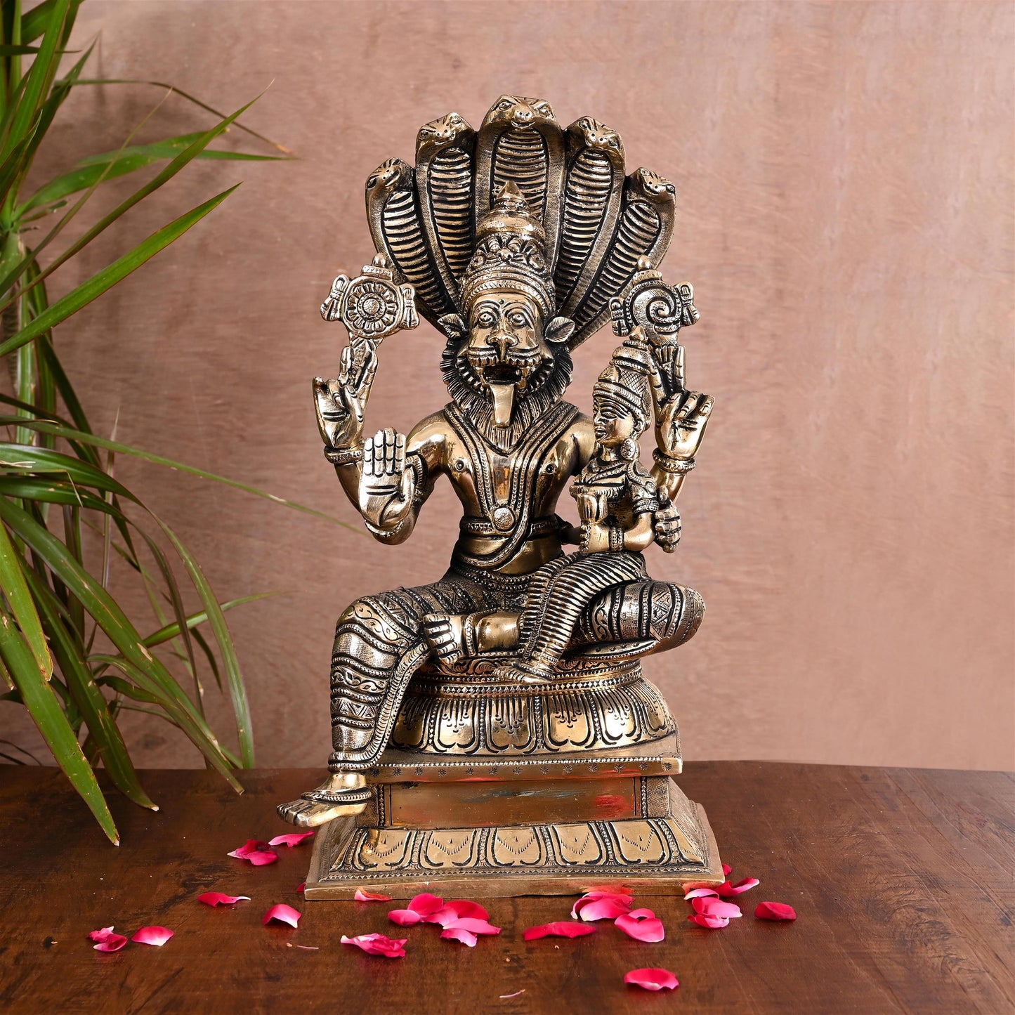 Brass Lakshmi Narasimha Idol (13 Inch)