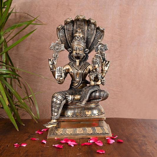 Brass Lakshmi Narasimha Idol (13 Inch)