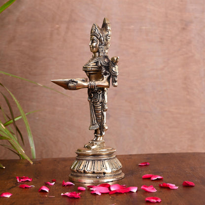 Brass Deep Lakshmi Idol (9.2 Inch)