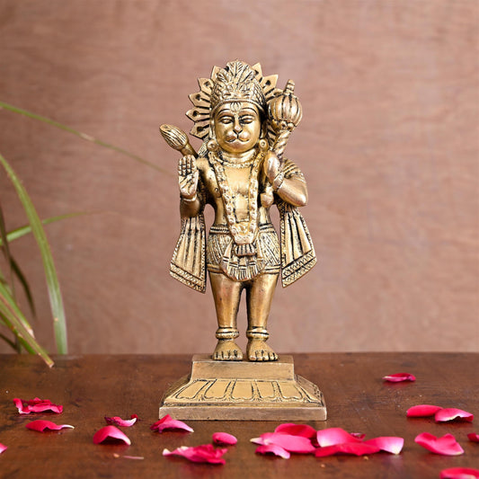 Brass Standing Hanuman Idol (6.5 Inch)