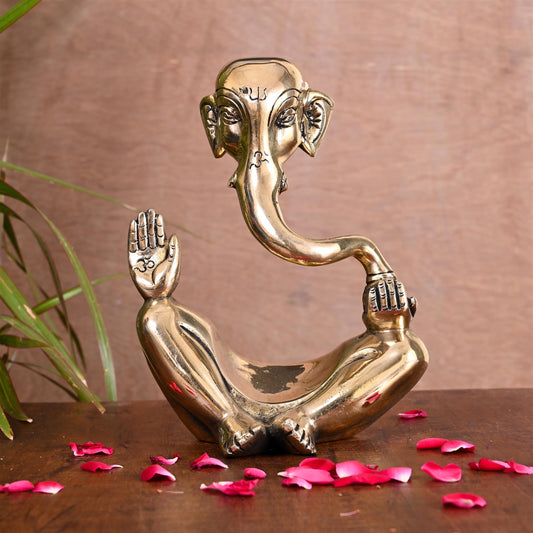 Brass Ganesha Table Top Idol (8.5 Inch)