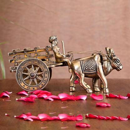Brass Double Bullock Cart (4 Inch)