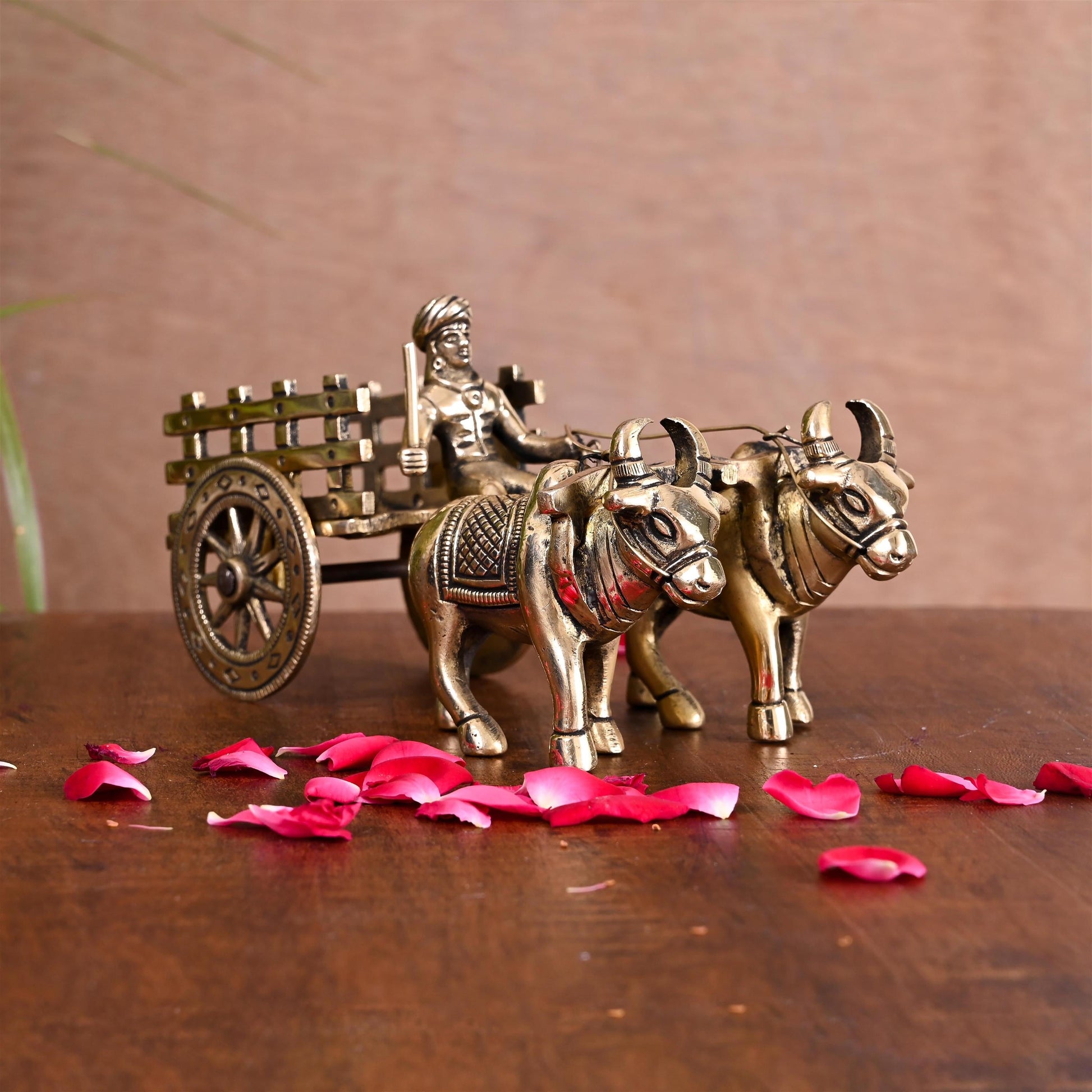 Brass Double Bullock Cart (4 Inch)