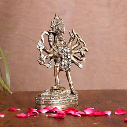 Brass Goddess Kali Idol (6.5 Inch)