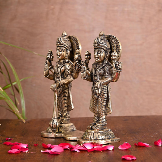 Brass Lord Vishnu Lakshmi Idol (6.5 Inch)
