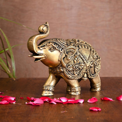 Brass Royal Elephant Statue Home Accent (5.5 Inch)