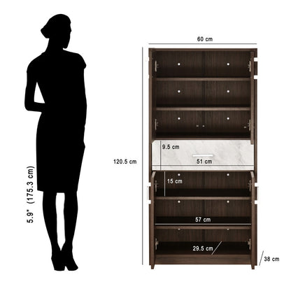 Nilkamal Ozark Shoe Cabinet (Ash wenge / Marble Beige)