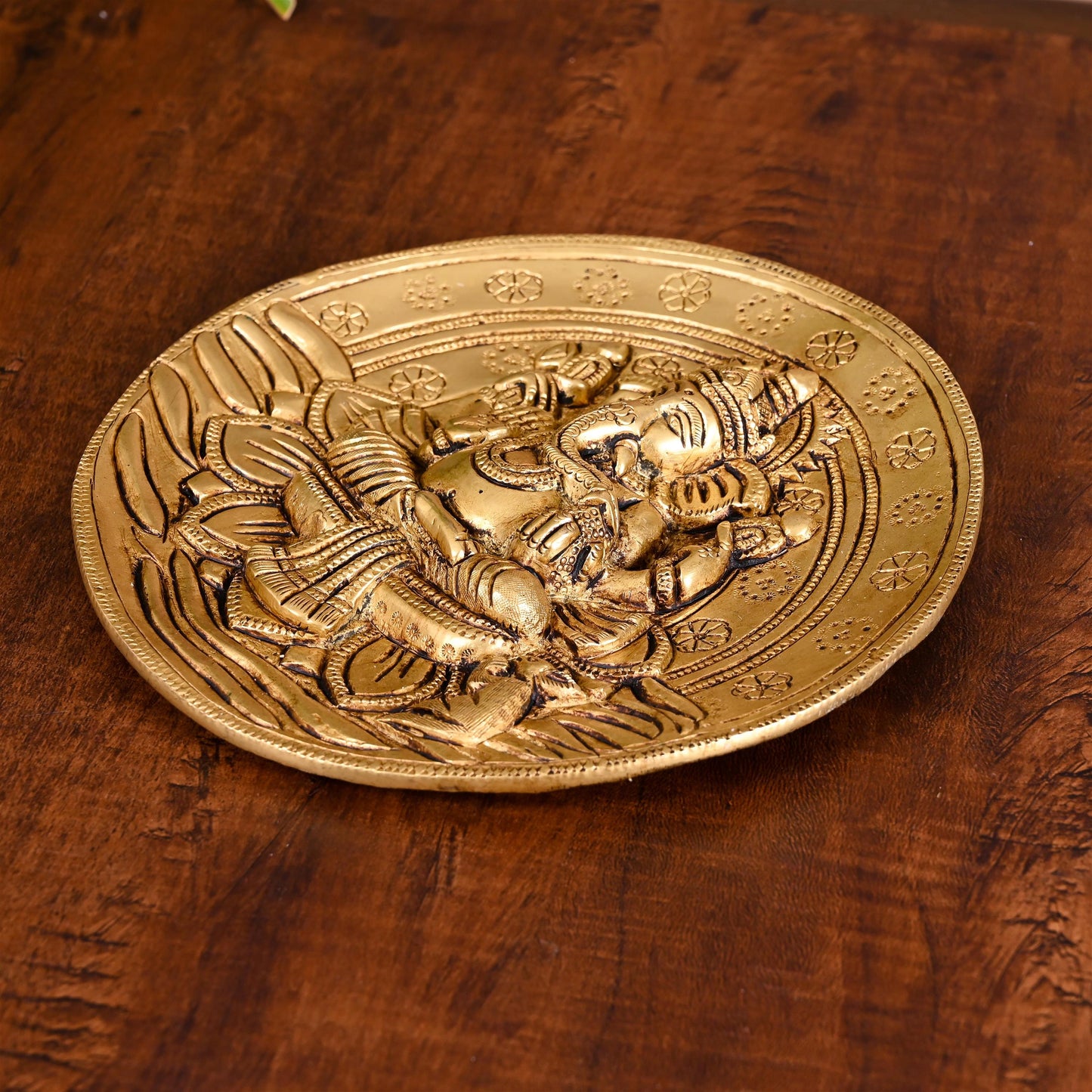 Brass Ganesha Wall Hanging Plate (7 Inch)