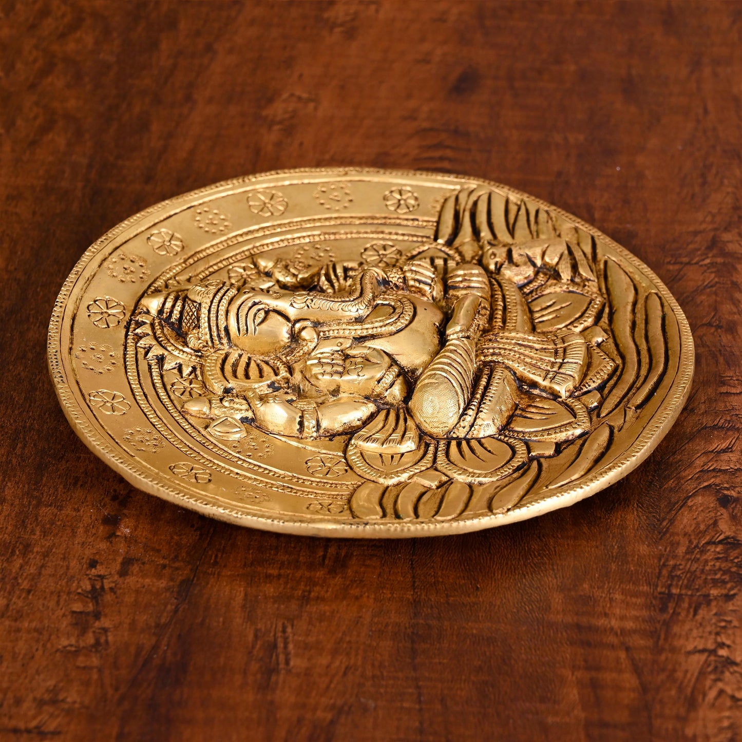 Brass Ganesha Wall Hanging Plate (7 Inch)
