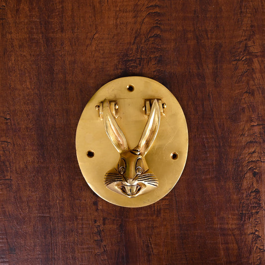Brass Rabbit Face Door Knocker (5 Inch)