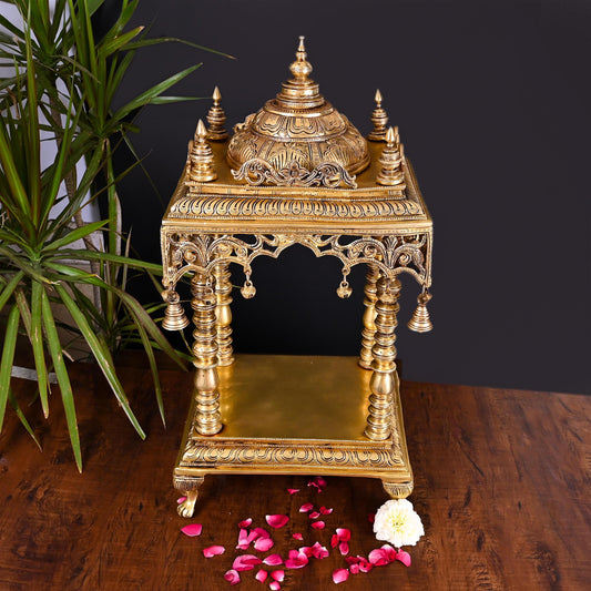 Brass Temple With Hanging Bells (21 Inch)