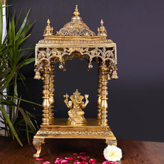 Brass Temple With Hanging Bells (21 Inch)