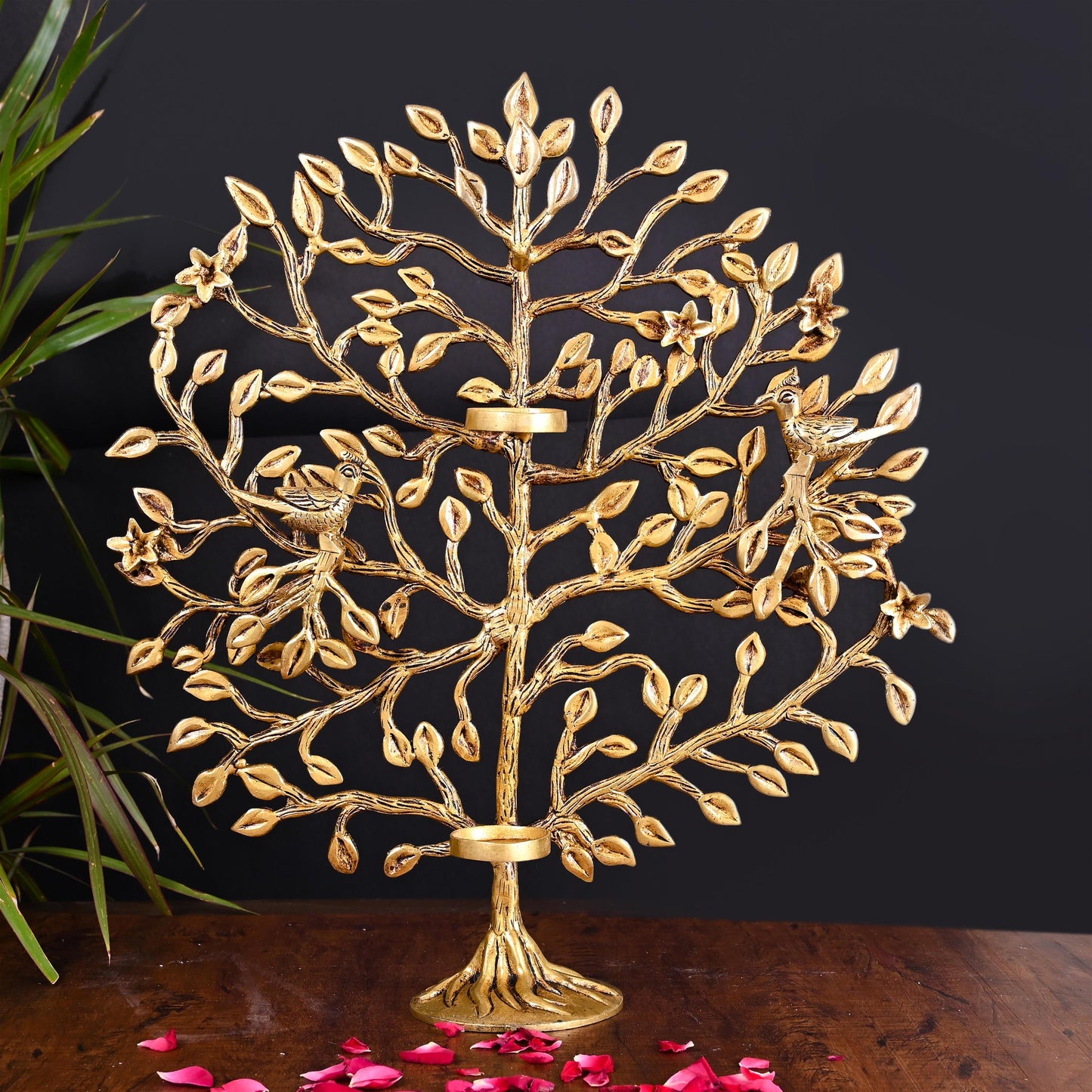 Brass Kalpvriksha Candle Holder (16.5 Inch)