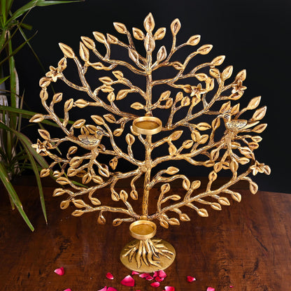 Brass Kalpvriksha Candle Holder (16.5 Inch)