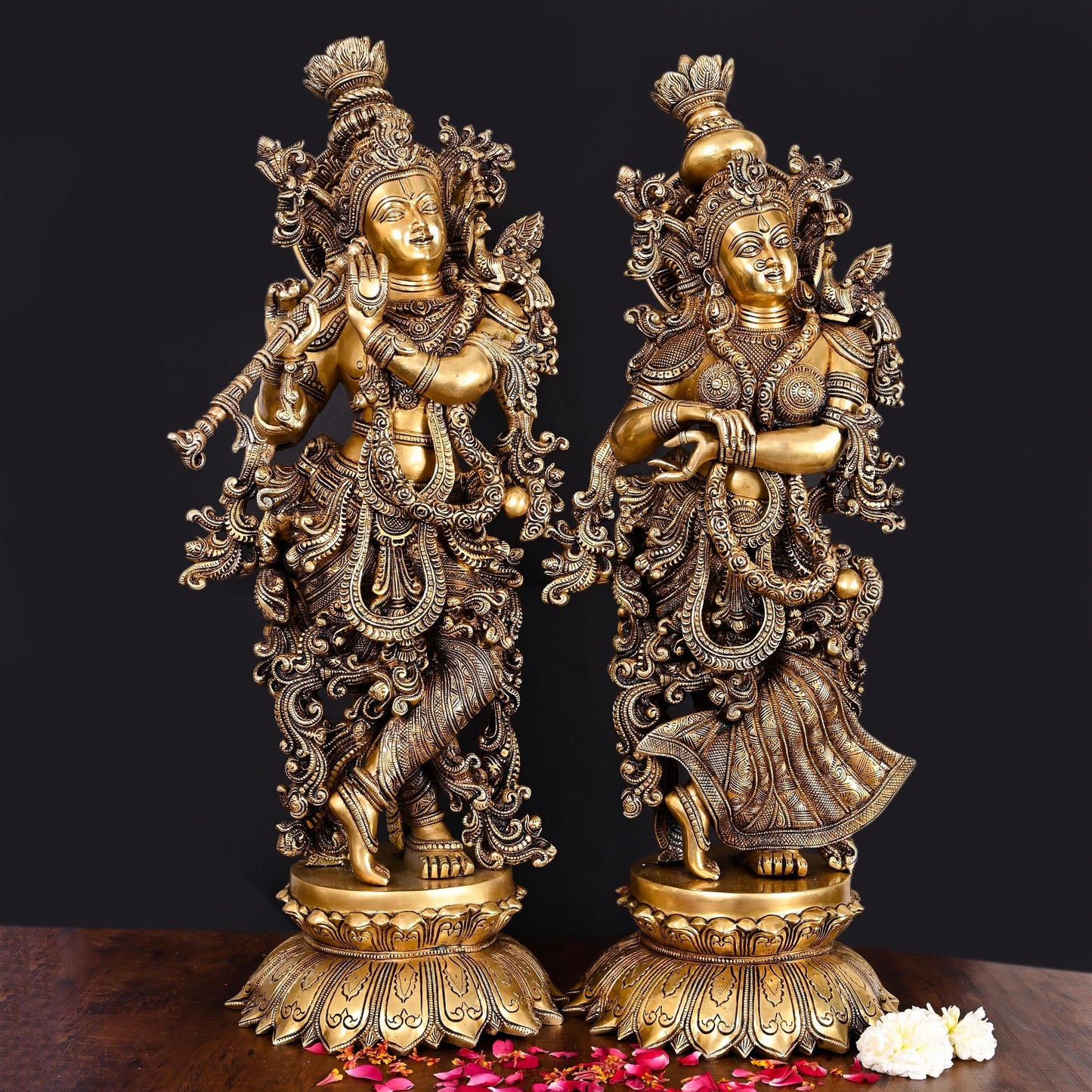 Brass Superfine Radha Krishna Statue Set (27 Inch)