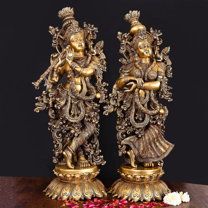 Brass Superfine Radha Krishna Statue Set (27 Inch)