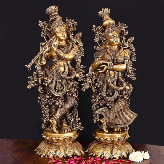 Brass Superfine Radha Krishna Statue Set (27 Inch)