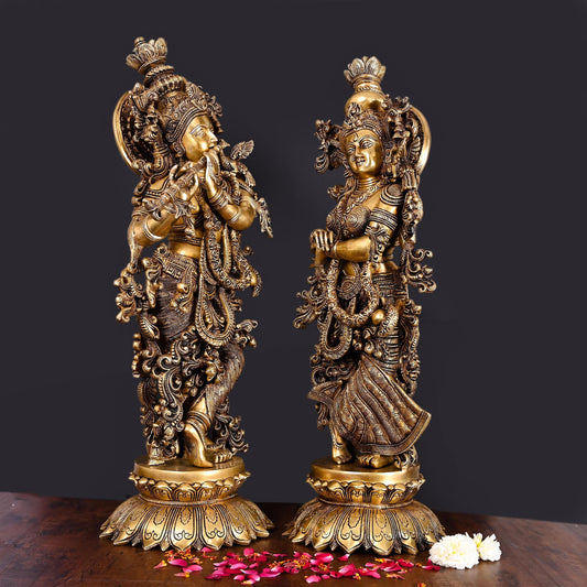 Brass Superfine Radha Krishna Statue Set (27 Inch)