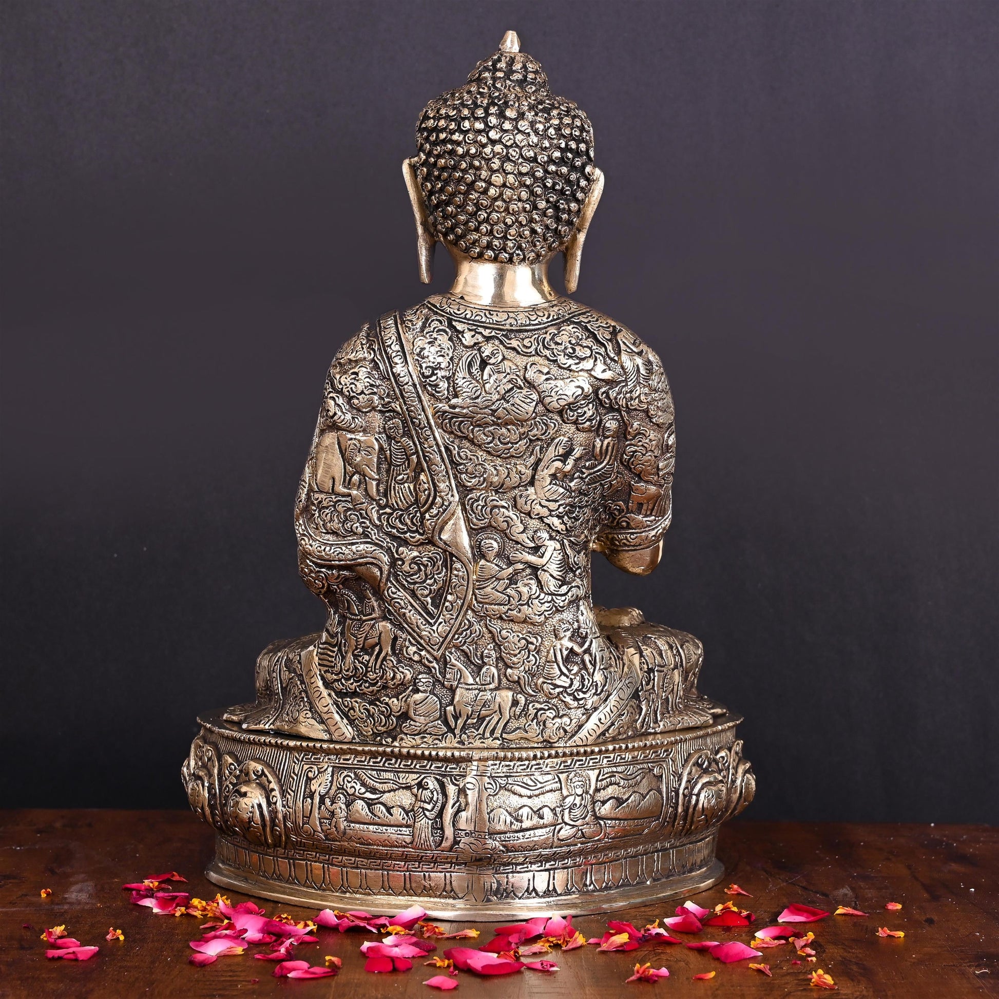 Brass Handcarved Blessing Buddha Home Decor (14.5 Inch)