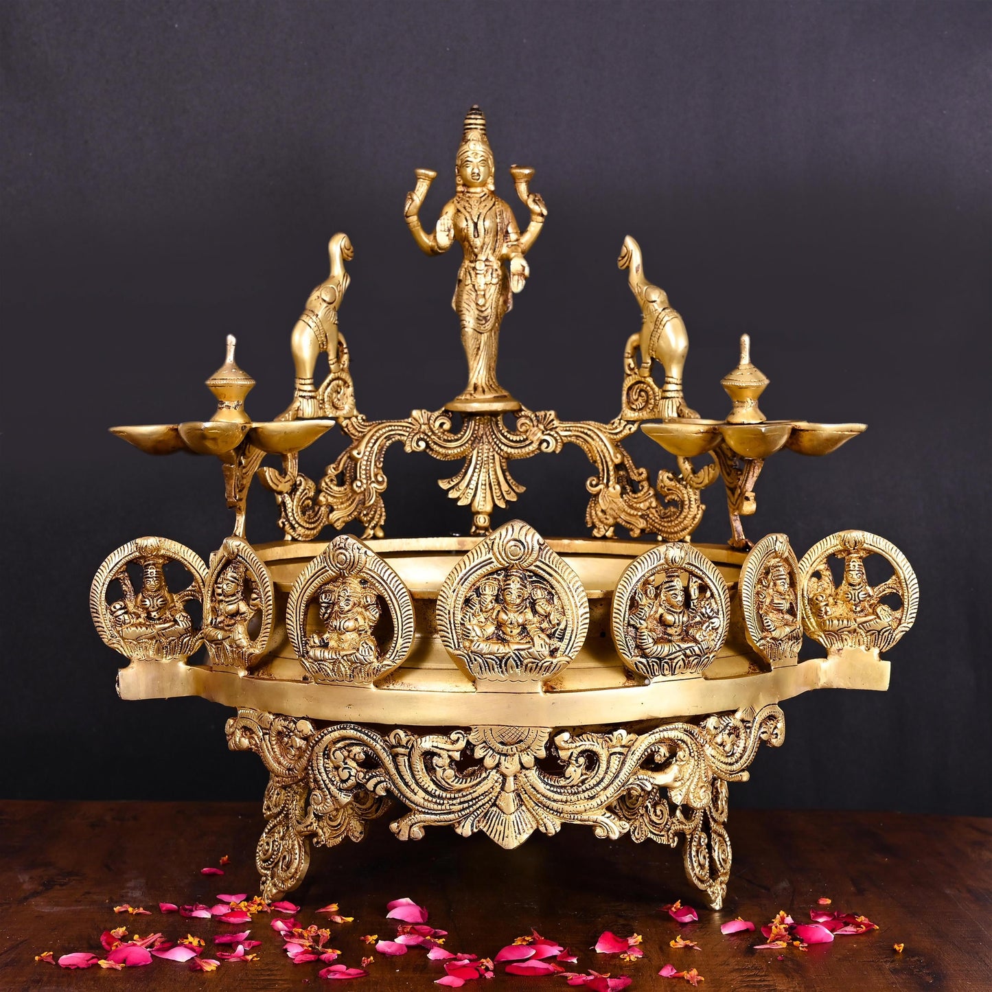 Brass Traditional Ashtalakshmi Urli (16 Inch)