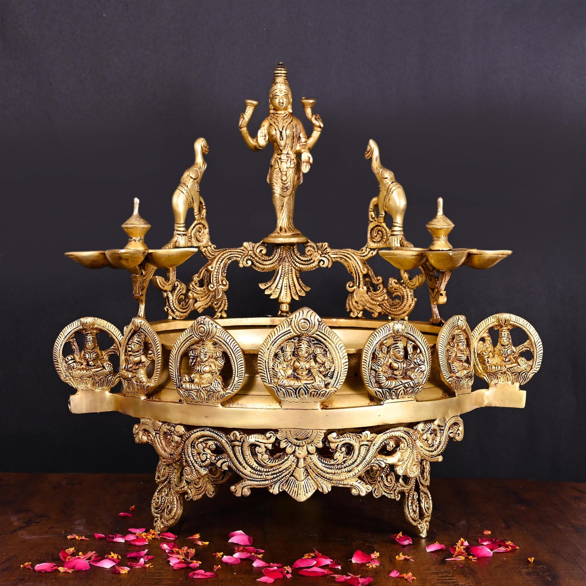 Brass Traditional Ashtalakshmi Urli (16 Inch)