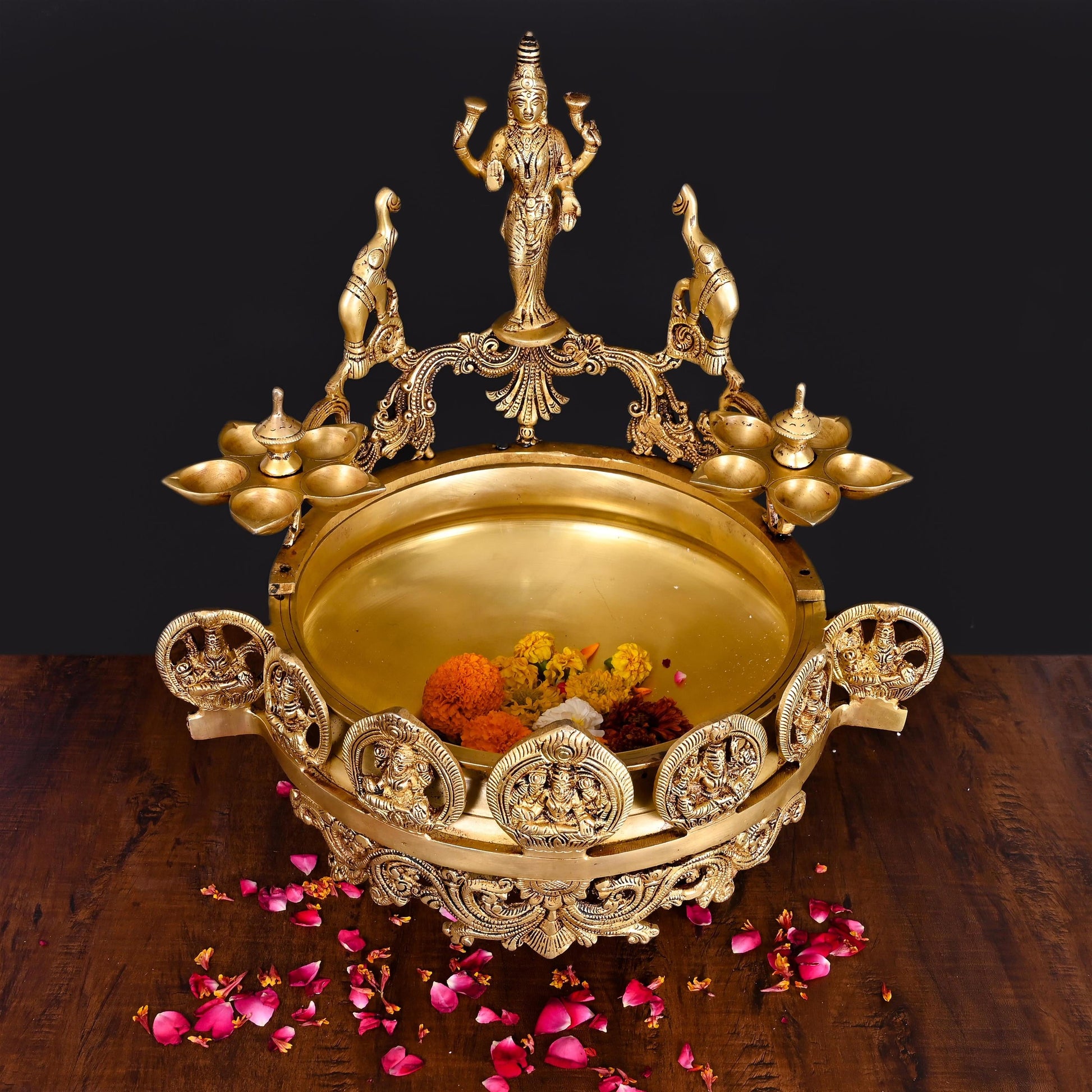 Brass Traditional Ashtalakshmi Urli (16 Inch)