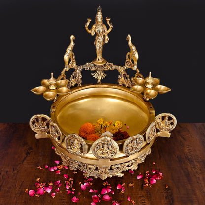 Brass Traditional Ashtalakshmi Urli (16 Inch)