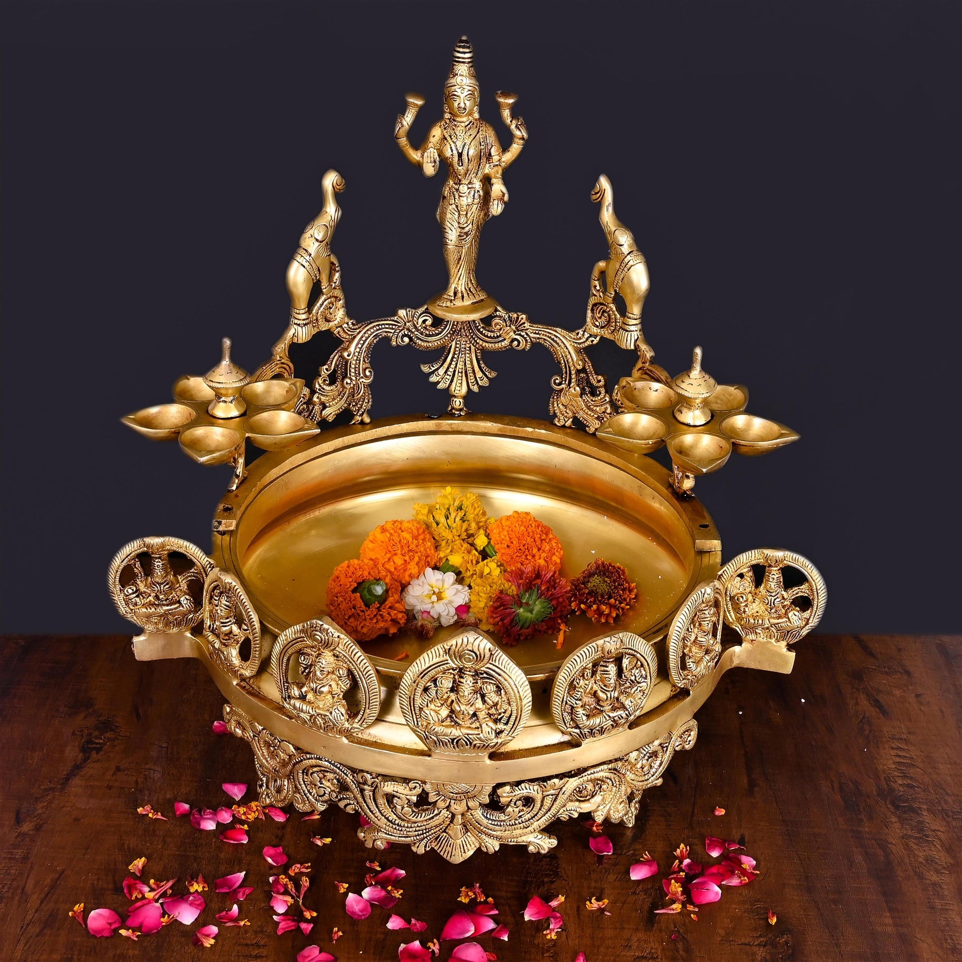 Brass Traditional Ashtalakshmi Urli (16 Inch)