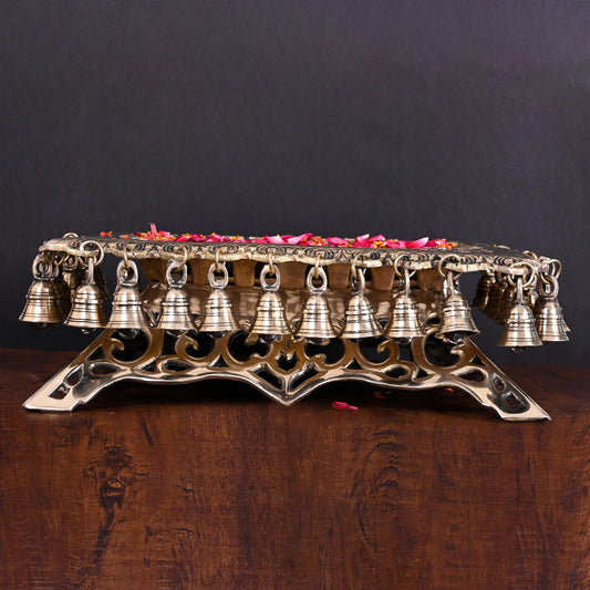 Brass Chowki With 40 Hanging Bells (5 Inch)