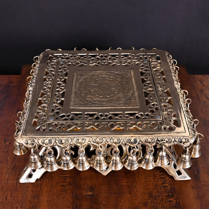 Brass Chowki With 40 Hanging Bells (5 Inch)