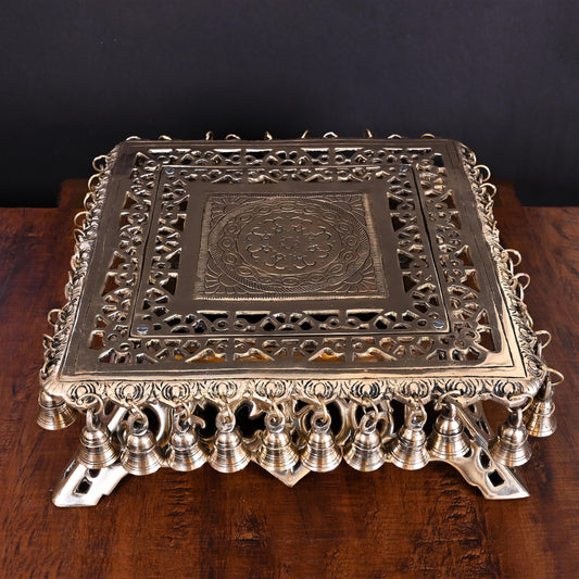 Brass Chowki With 40 Hanging Bells (5 Inch)