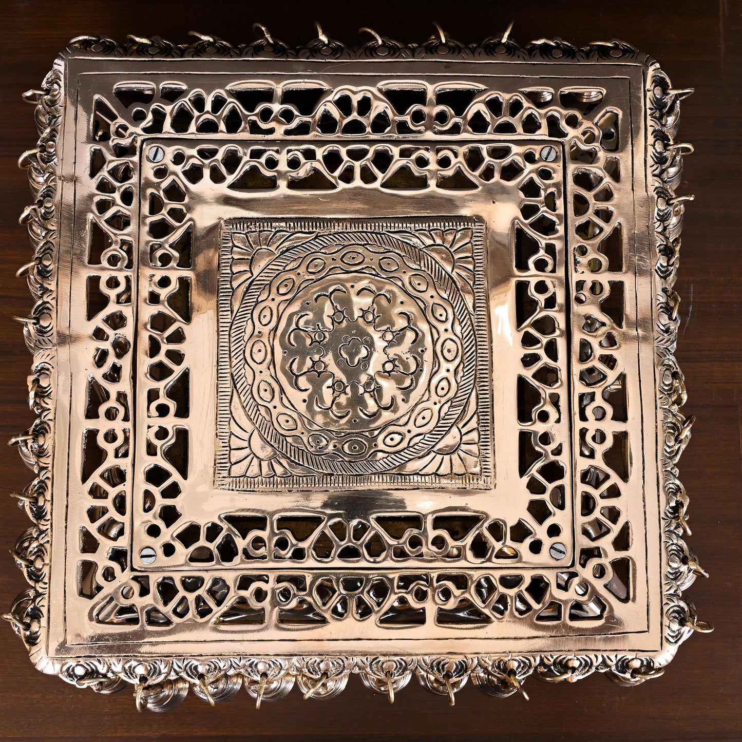 Brass Chowki With 40 Hanging Bells (5 Inch)