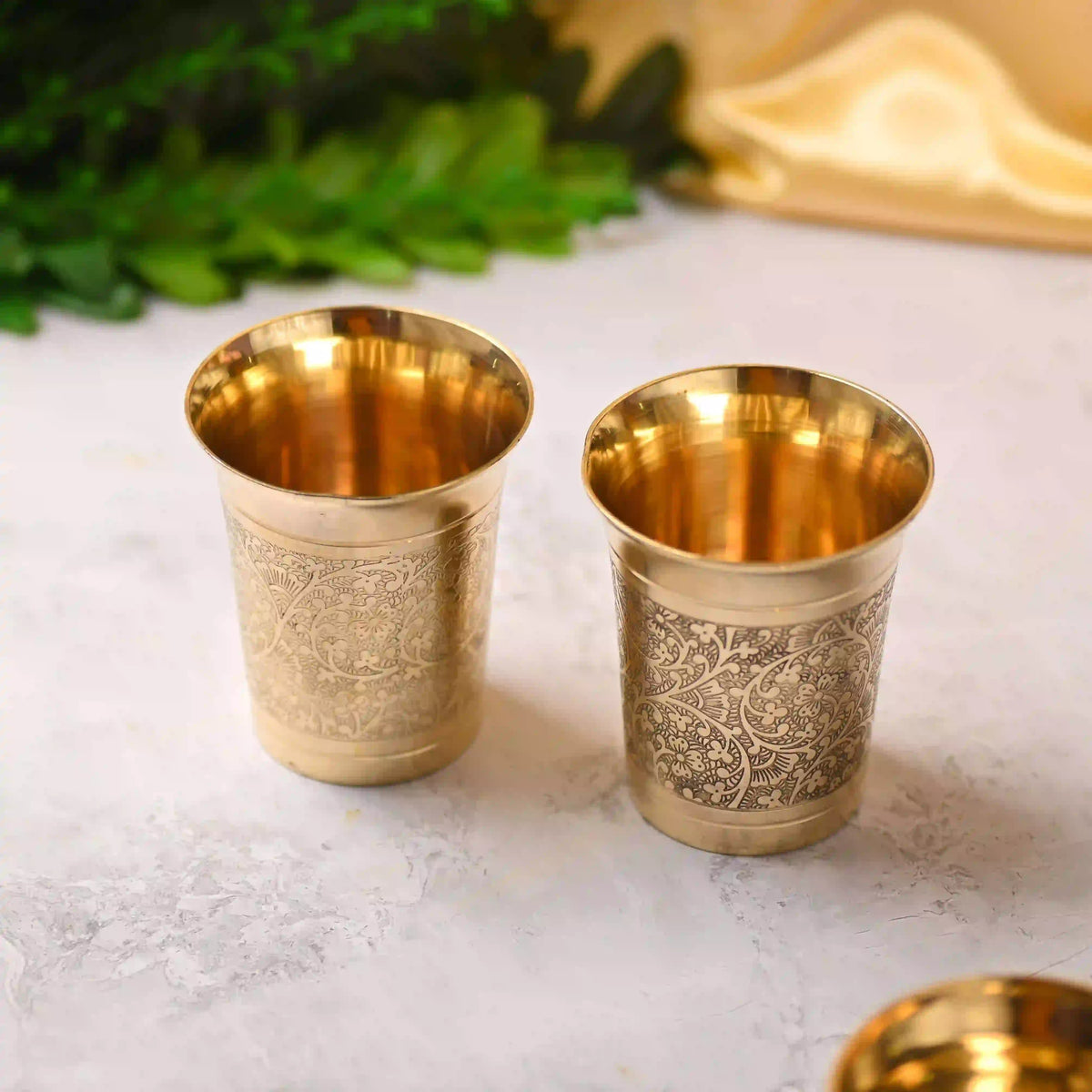 Brass Handcrafted Glass Pair (3.7 Inch)