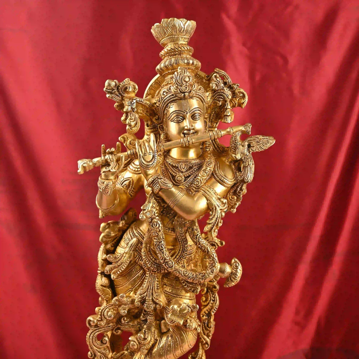 Brass Standing Krishna Idol (26 Inch)
