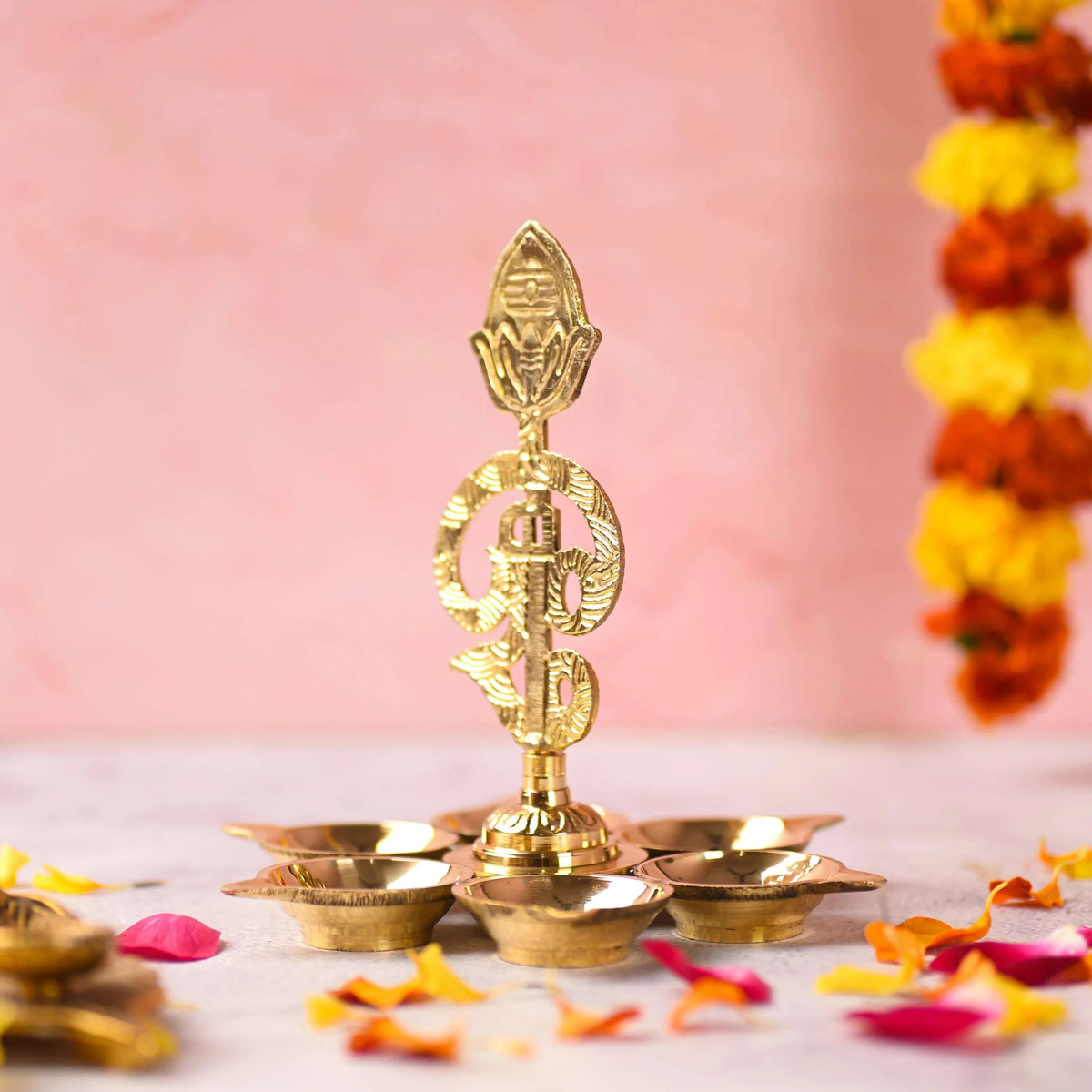Brass Vel Six Petal Diya (6 Inch)