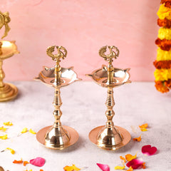 Brass Peacock Samai/Lamp Pair