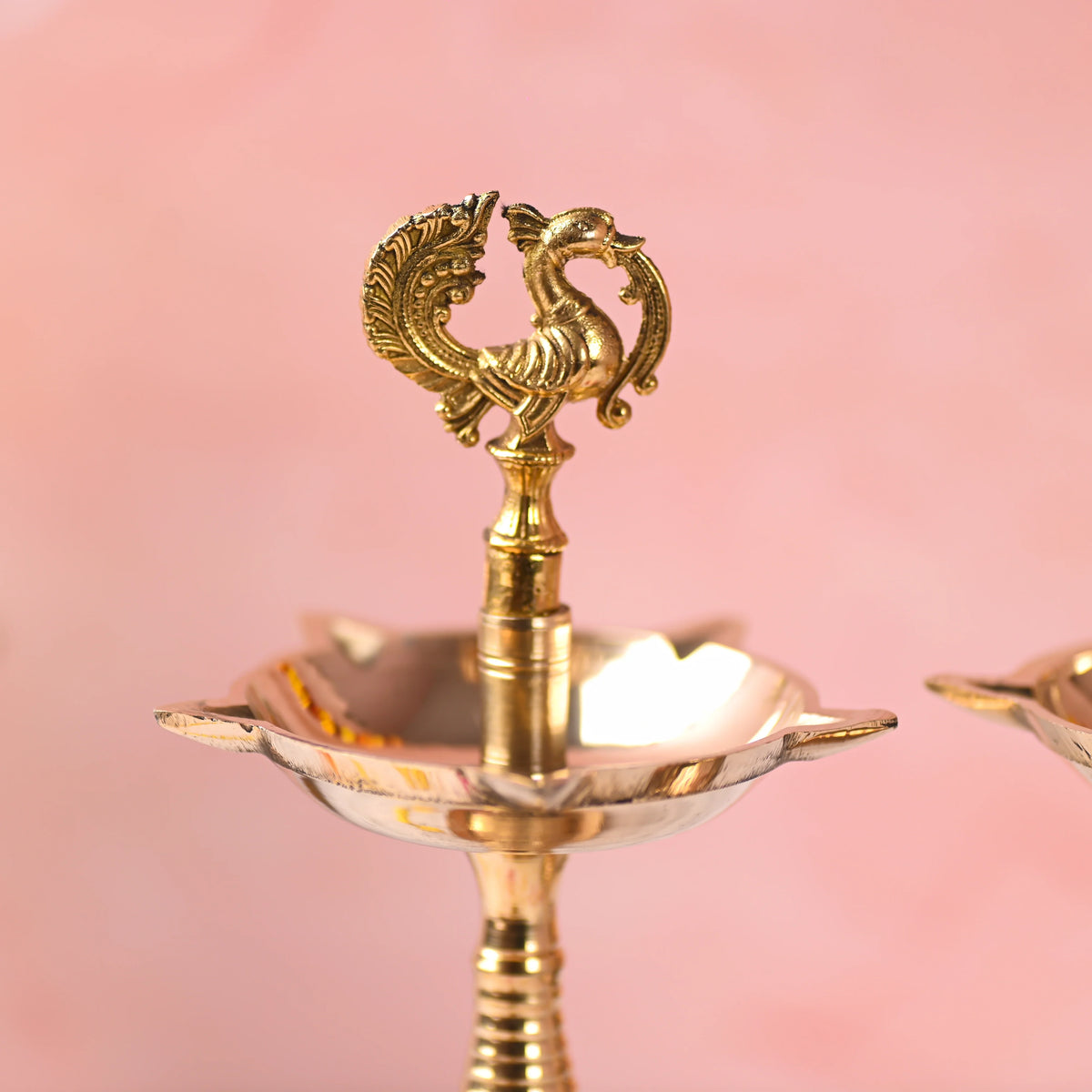 Brass Peacock Samai/Lamp Pair