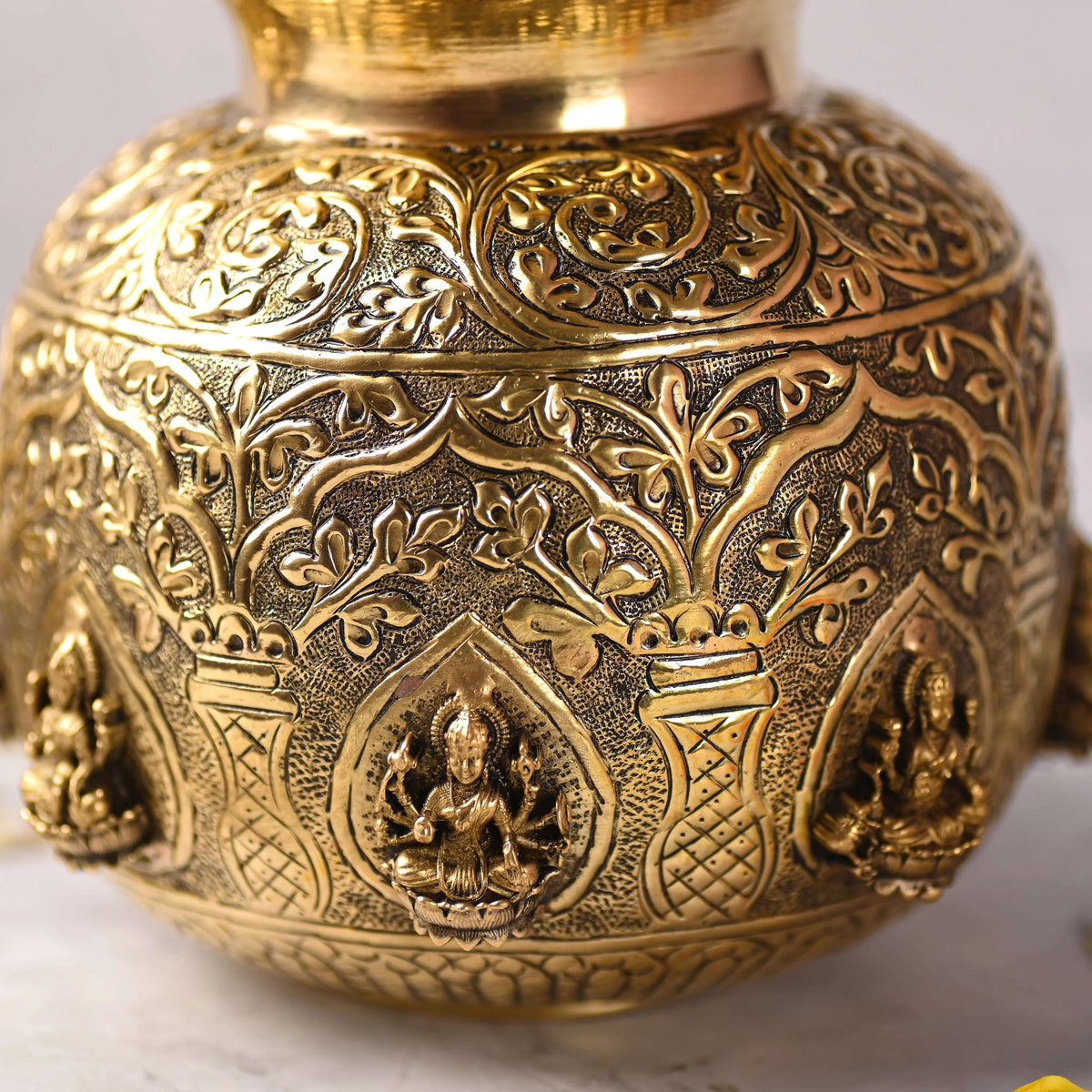 Brass Ashtalakshmi Kodam / Kalash (7.8 Inch)
