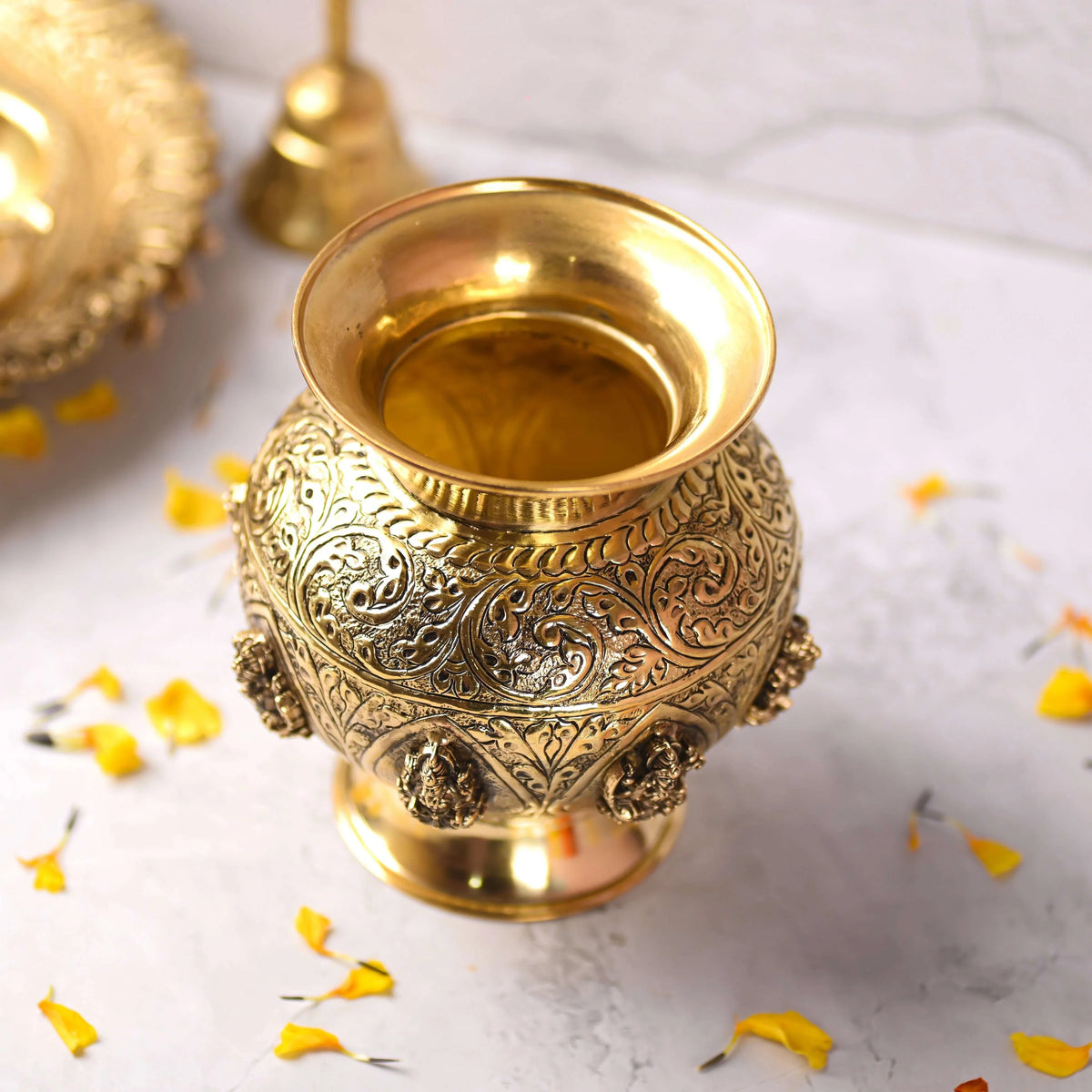 Brass Ashtalakshmi Kodam / Kalash (5.5 Inch)