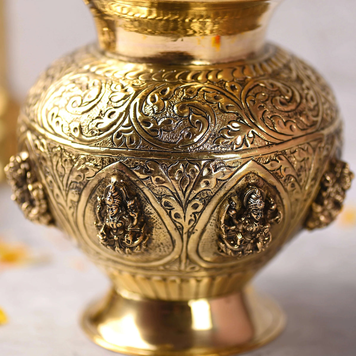 Brass Ashtalakshmi Kodam / Kalash (5.5 Inch)
