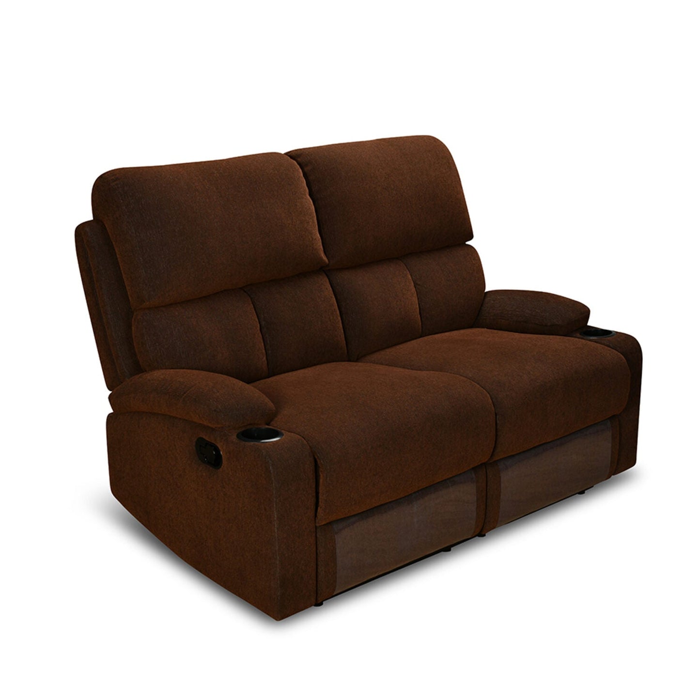 Nilkamal Matt 2 Seater Recliner Sofa with Cup Holder (Cocoa)