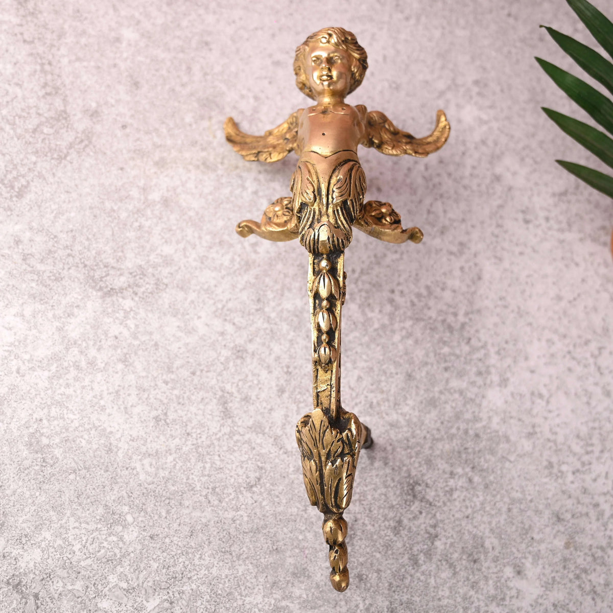 Brass Baby With Wings Door Handle (12.5 Inch)