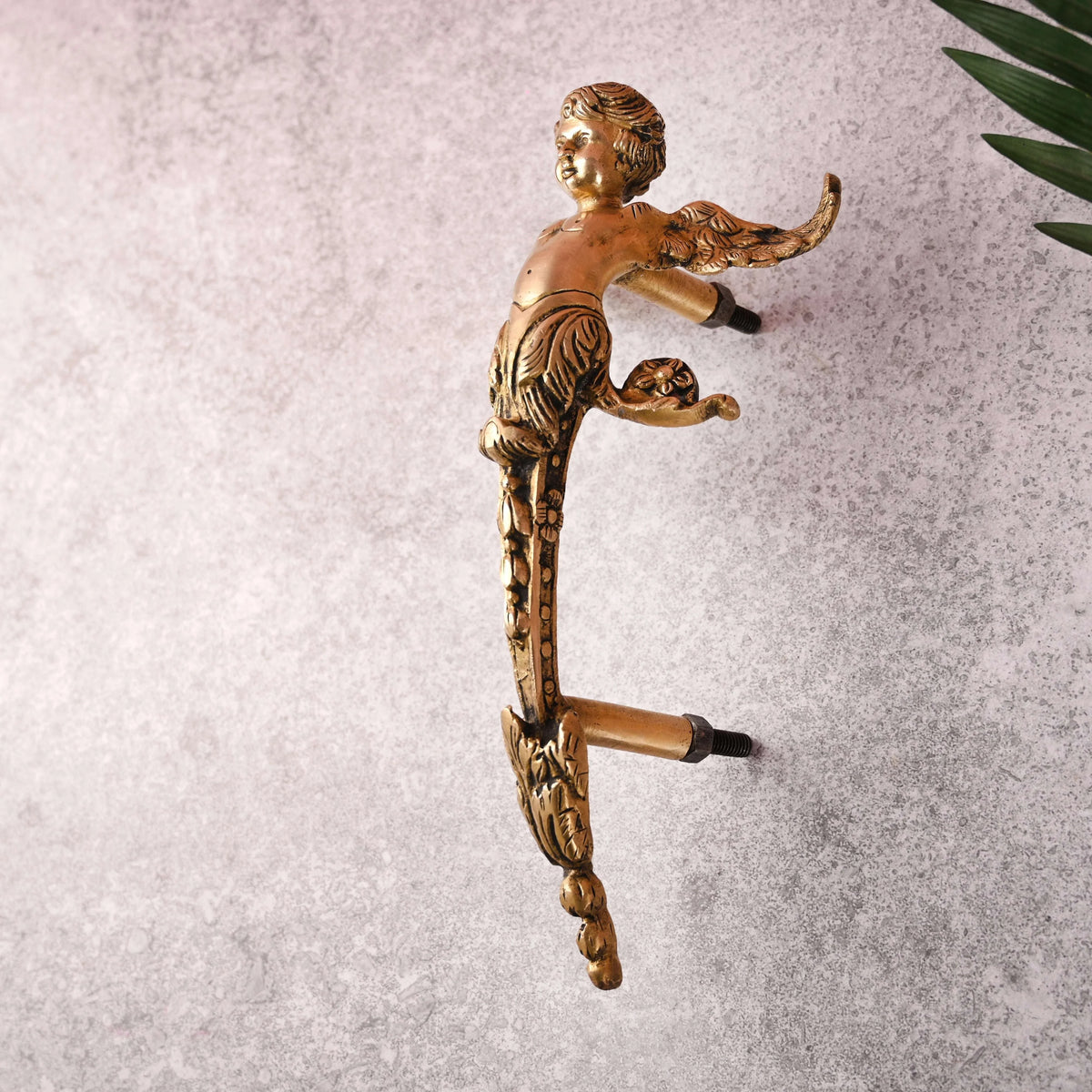 Brass Baby With Wings Door Handle (12.5 Inch)