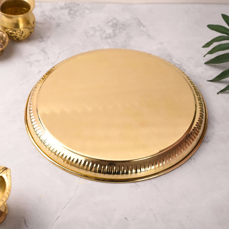 Brass Hand Painted Om & Swastik Pooja Thali (10 Inch)