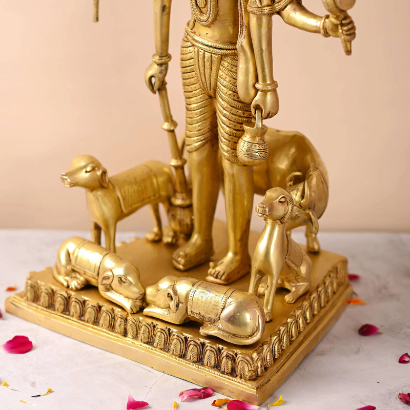 Brass Lord Dattatreya Standing Idol (23 Inch)
