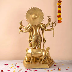 Brass Lord Dattatreya Standing Idol (23 Inch)
